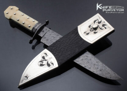 Brian Thie Custom Knife Fossil Walrus Dogbone Bowie with Engraved Scabbard 16439