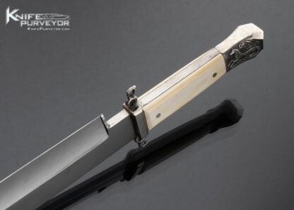 Lloyd Hale Custom Knife Mammoth Carved Engraved Horse with Eagle Escutcheon Fighter 16414