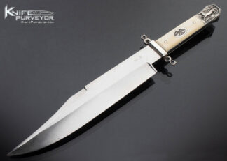 Lloyd Hale Custom Knife Mammoth Carved Engraved Horse with Eagle Escutcheon Fighter 16414