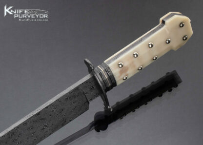 Brian Thie JS Custom Knife Fossil Walrus Dogbone Bowie with Engraved Scabbard - Image 6