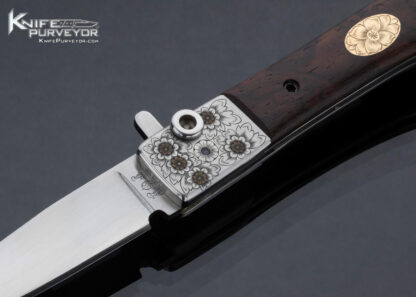 Paul Fox Custom Knife George Sherwood Engraved Desert Ironwood Toggle Lock Folder - Image 2