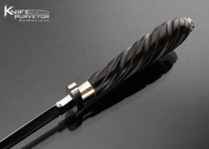 Buster Warenski Custom Knife Fluted Ebony with Silver Wire Inlaid Dagger 16377