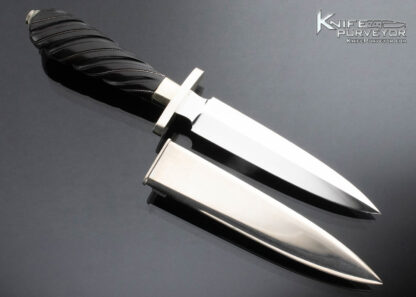 Buster Warenski Custom Knife Fluted Ebony with Silver Wire Inlaid Dagger - Image 4