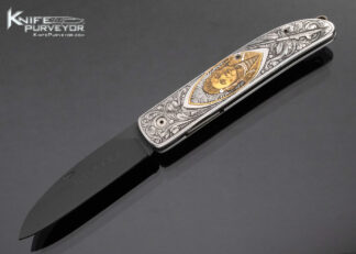 Bob Terzuola Custom Knife Ceramic Blade Linerlock Engraved by Gino Cargnel with Indian Chief 16383