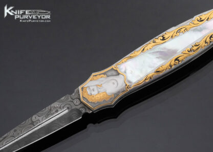 Warren Osborne Custom Knife Pearl Interframe Lockback Dagger Engraved by Jon Robyn - Image 2