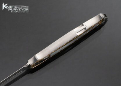 Warren Osborne Custom Knife Pearl Interframe Lockback Dagger Engraved by Jon Robyn - Image 5