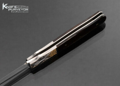 WD Pease Custom Knife Amber Lockback Engraved by Julie Warenski with 24Kt Gold Inlays - Image 6