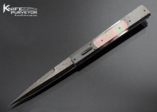 Jeff Chaffee Custom Knife Blued Robert Eggerling Mosaic Damascus and Black Lip Tahitian Pearl Automatic Linerlock Dagger 16385