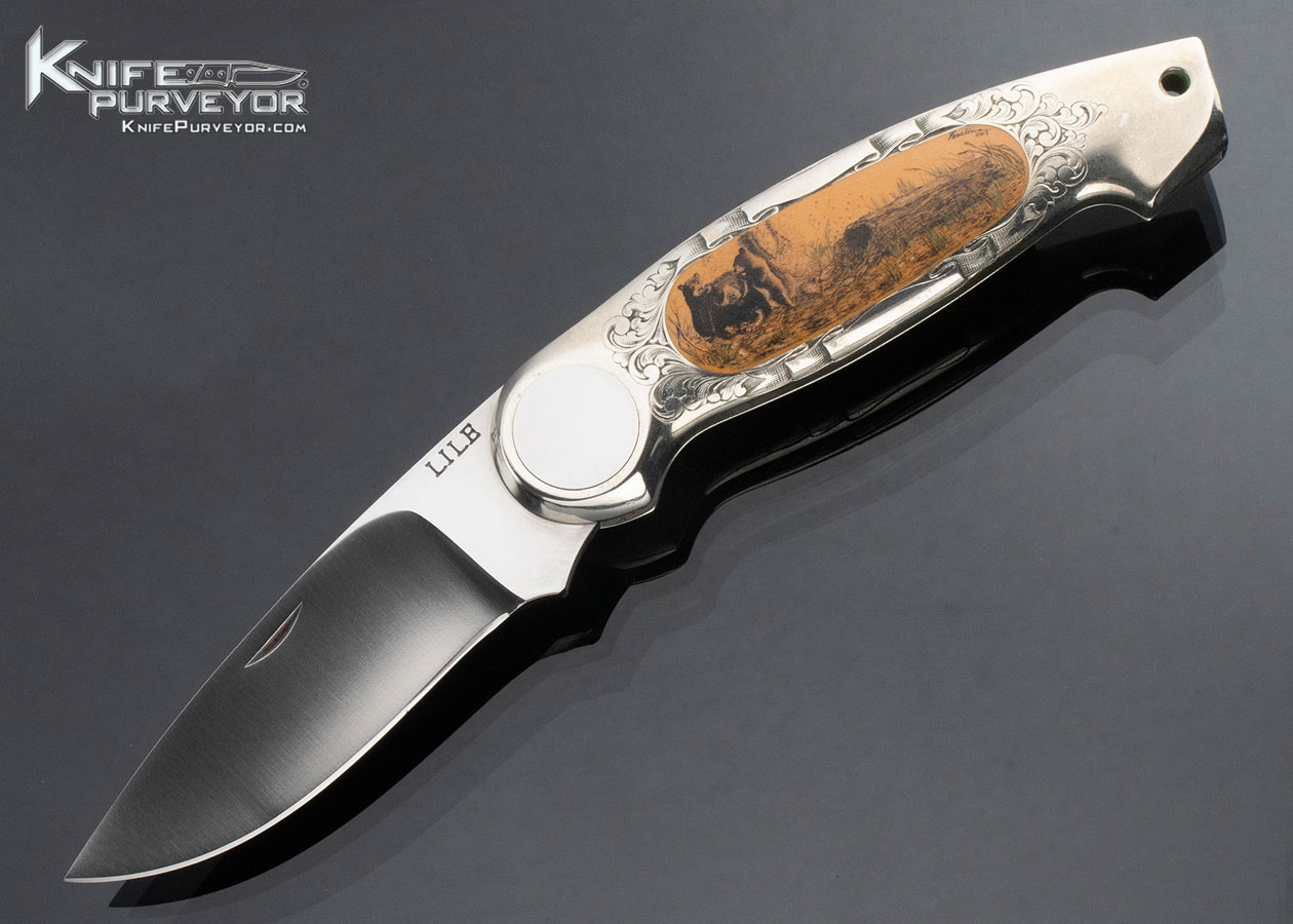 Jimmy Lile Custom Knife Faustina Mead Scrimshawed Micarta Button