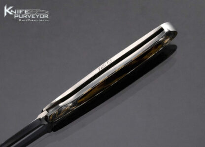 Warren Osborne Custom Knife Amber Interframe Lockback Engraved by Tim George 16396