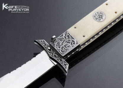 Muhammad Afaaq Custom Knife Mammoth Engraved Swing Guard Automatic - Image 2