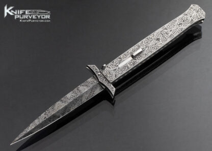 Muhammad Afaaq Custom Knife Engraved Swing Guard Auto w Damascus 16409