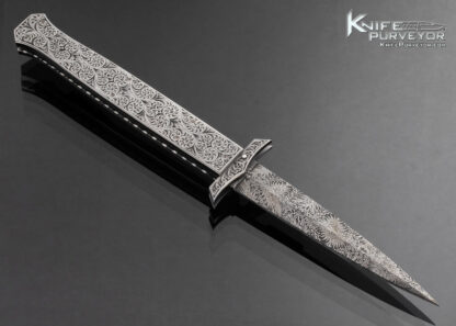 Muhammad Afaaq Custom Knife Engraved Swing Guard Auto w Damascus - Image 3