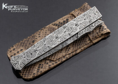 Muhammad Afaaq Custom Knife Engraved Swing Guard Auto w Damascus - Image 9