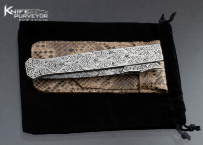 Muhammad Afaaq Custom Knife Engraved Swing Guard Auto w Damascus - Image 8