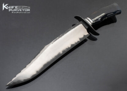 Bill Burke Custom Knife Fossil Walrus Fighter with Forged Blade with Hamon Damascus Guard and Spacer 16434