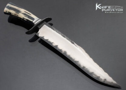Bill Burke Custom Knife  Fossil Walrus Fighter with Forged Blade with Hamon Damascus Guard and Spacer - Image 3