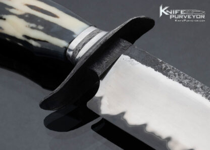 Bill Burke Custom Knife  Fossil Walrus Fighter with Forged Blade with Hamon Damascus Guard and Spacer - Image 4