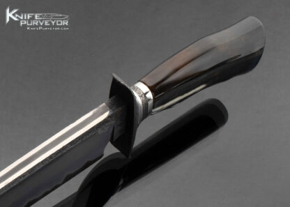 Bill Burke Custom Knife  Fossil Walrus Fighter with Forged Blade with Hamon Damascus Guard and Spacer - Image 5