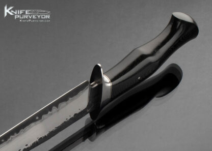 Claudio Sobral Custom Knife Black Micarta Fighter with Hand Forged San Mai Damascus 16438