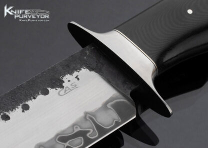 Claudio Sobral Custom Knife  Black Micarta Fighter with Hand Forged San Mai Damascus - Image 2