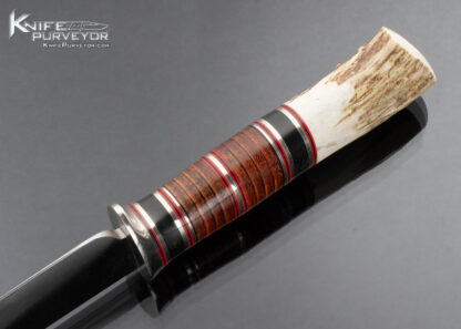 Dr. Fred Carter Custom Knife Stag, Stacked Leather and Micarta William Scagel Style Hunter 16525