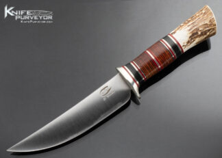 Dr. Fred Carter Custom Knife Stag, Stacked Leather and Micarta William Scagel Style Hunter 16525