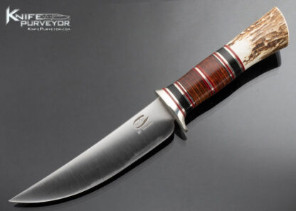 Dr. Fred Carter Custom Knife Stag, Stacked Leather and Micarta William Scagel Style Hunter 16525