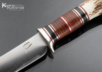 Dr. Fred Carter Custom Knife Stag, Stacked Leather and Micarta William Scagel Style Hunter - Image 2