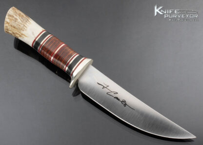 Dr. Fred Carter Custom Knife Stag, Stacked Leather and Micarta William Scagel Style Hunter - Image 3
