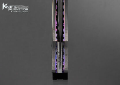 Jim Minnick Custom Knife Ladder Pattern Damascus and Black Lip Tahitian Pearl Automatic Linerlock 16514