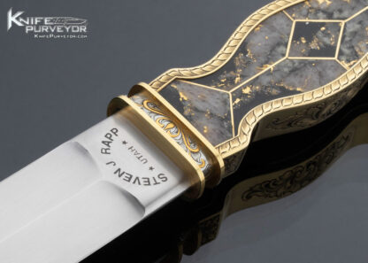 Steve-Rapp-Custom-Knife-Gold-Quartz-18Kt-Gold-Wrapped-Julie-Warenski-Engraved-24Kt-Gold-Inlaid-16498