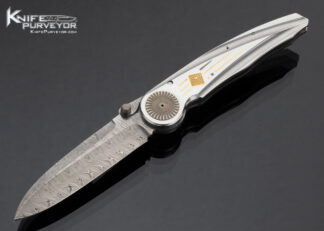 Michael Walker Custom Knife 24Kt Gold Inlaid Titanium Damasteel Blade Lock 16504