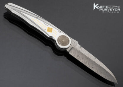 Michael Walker Custom Knife 24Kt Gold Inlaid Titanium Damasteel Blade Lock - Image 4