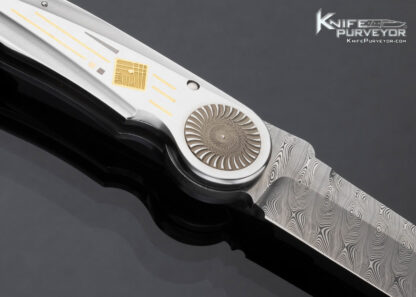 Michael Walker Custom Knife 24Kt Gold Inlaid Titanium Damasteel Blade Lock - Image 5