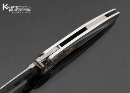Michael Walker Custom Knife 24Kt Gold Inlaid Titanium Damasteel Blade Lock - Image 6