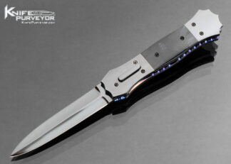 Jim-Minnick-Custom-Knife-Black-Oxide-Polished-and-Cross-Cut-Mammoth-Automatic-Linerlock-