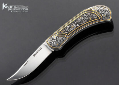 Buster Warenski Custom Knife Lockback Folder with 24Kt Gold Inlays Engraved by Julie Warenski 16646