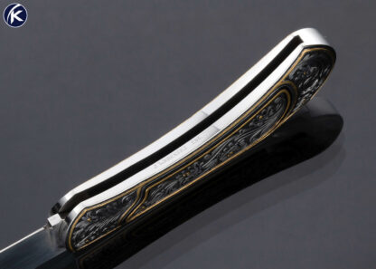 Buster Warenski “Watch Pocket” Lockback Folder Engraved by Julie Warenski 24Kt Gold Inlays - Image 6