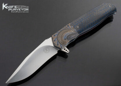 Andre-Thorburn-Custom-Knife-L36-M-Engraved-Zirconium-Bolster-and-Blue-Carbon-Fiber-Linerlock-Flipper-16596
