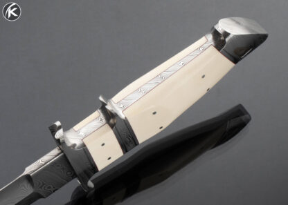 Dietmar Kressler Custom Knife Fixed Blade Bob Loveless Style Damascus and Mammoth Integral Subhilt Fighter 16615