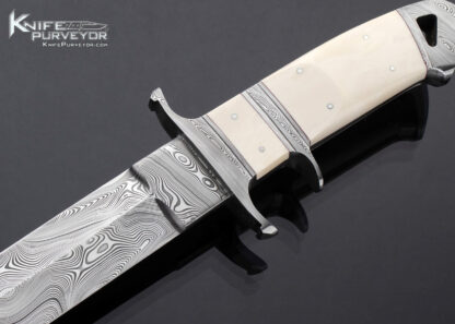 Dietmar Kressler Custom Knife Fixed Blade Bob Loveless Style Damascus and Mammoth Integral Subhilt Fighter - Image 2