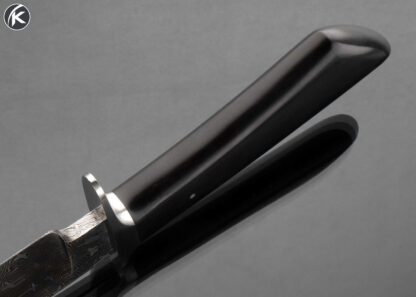 Brian Thie Custom Knife Sole Authorship Damascus and African Blackwood Bowie with Leather Sheath 16617