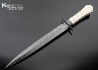 Mike Quesenberry J.S. Custom Knife Sole Authorship Damascus and Mammoth Dagger 16621