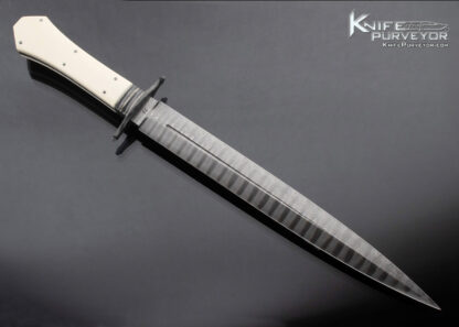 Mike Quesenberry J.S. Custom Knife Sole Authorship Damascus and Mammoth Dagger - Image 3