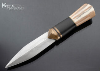 Anders Hogstrom Custom Knife Forged Dagger with Bronze, African Blackwood and Fossil Walrus with Sheath 16625
