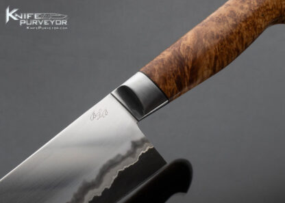 Bill Burke MS Custom Knife San Mai and Maple Burl Chef Knife - Image 2