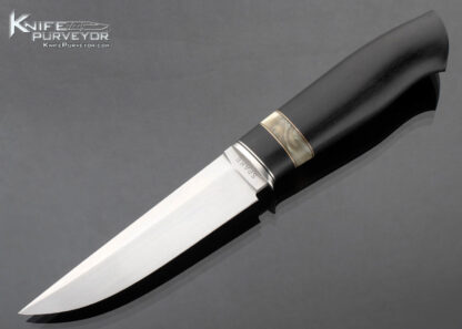 Jeremy Spake Custom Knife Black Basalt Fiber and Reindeer Antler Puukko 16623