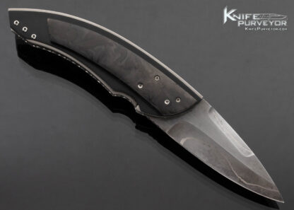 Corrie Schoeman Custom Knife Carbon Fiber and Resin Composite over Black G10 with Abalone Inlay Front Flipper - Image 3