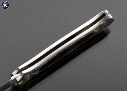 Joe Kious Custom Knife Black Lip Tahitian Pearl Shell Interframe Lockback Engraved by C.J. Cai - Image 7